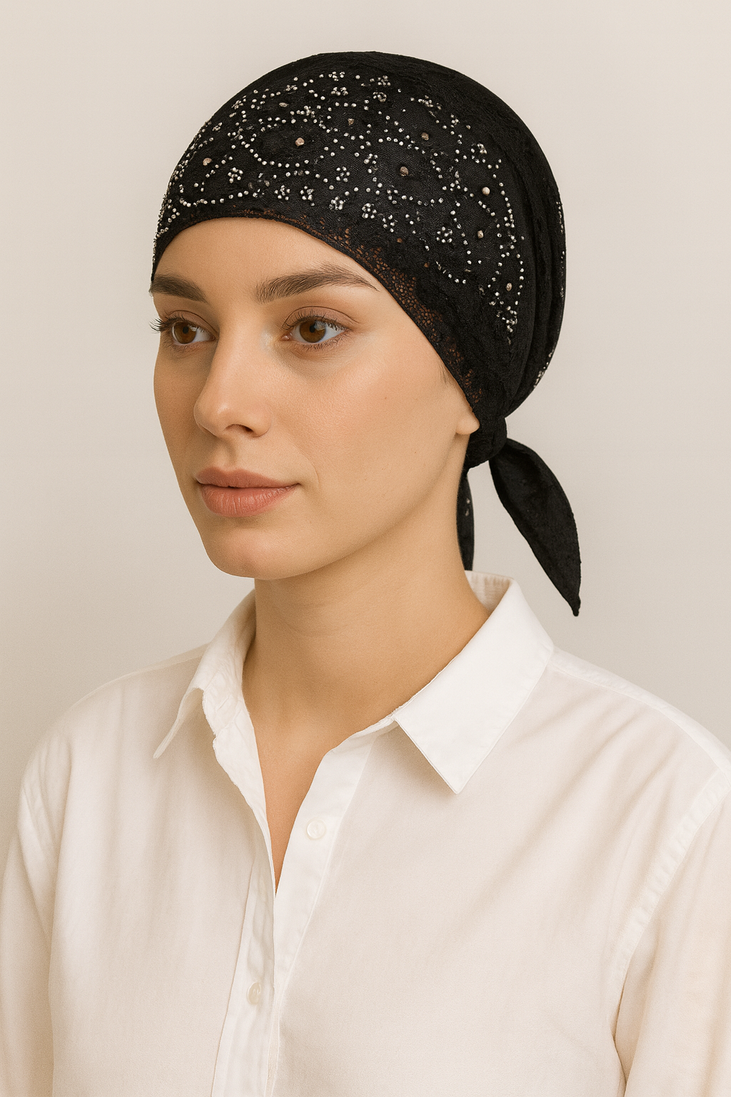 under hijab Net Stone tie back inner